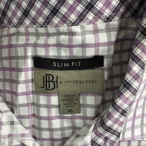 Jhane Barnes Men's White and Purple Checkered Shirt